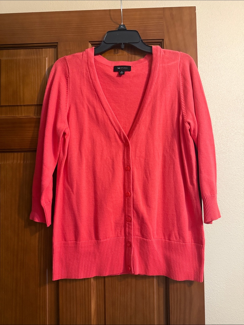 Coral Pink V-Neck Button Cardigan Sweater size XL